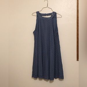 Altar’d State Sleeveless Dress Lace with Liner Size L Dusty Blue Keyhole Back
